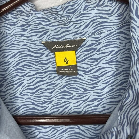 Eddie Bauer Blue Sleeveless Collared Button Front Dress Size Large - Picture 3 of 11